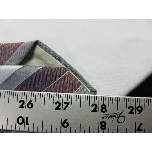 Shefford by Anderson Little Mens Necktie Diagonally striped Gray Silver Marroon - Picture 5 of 6
